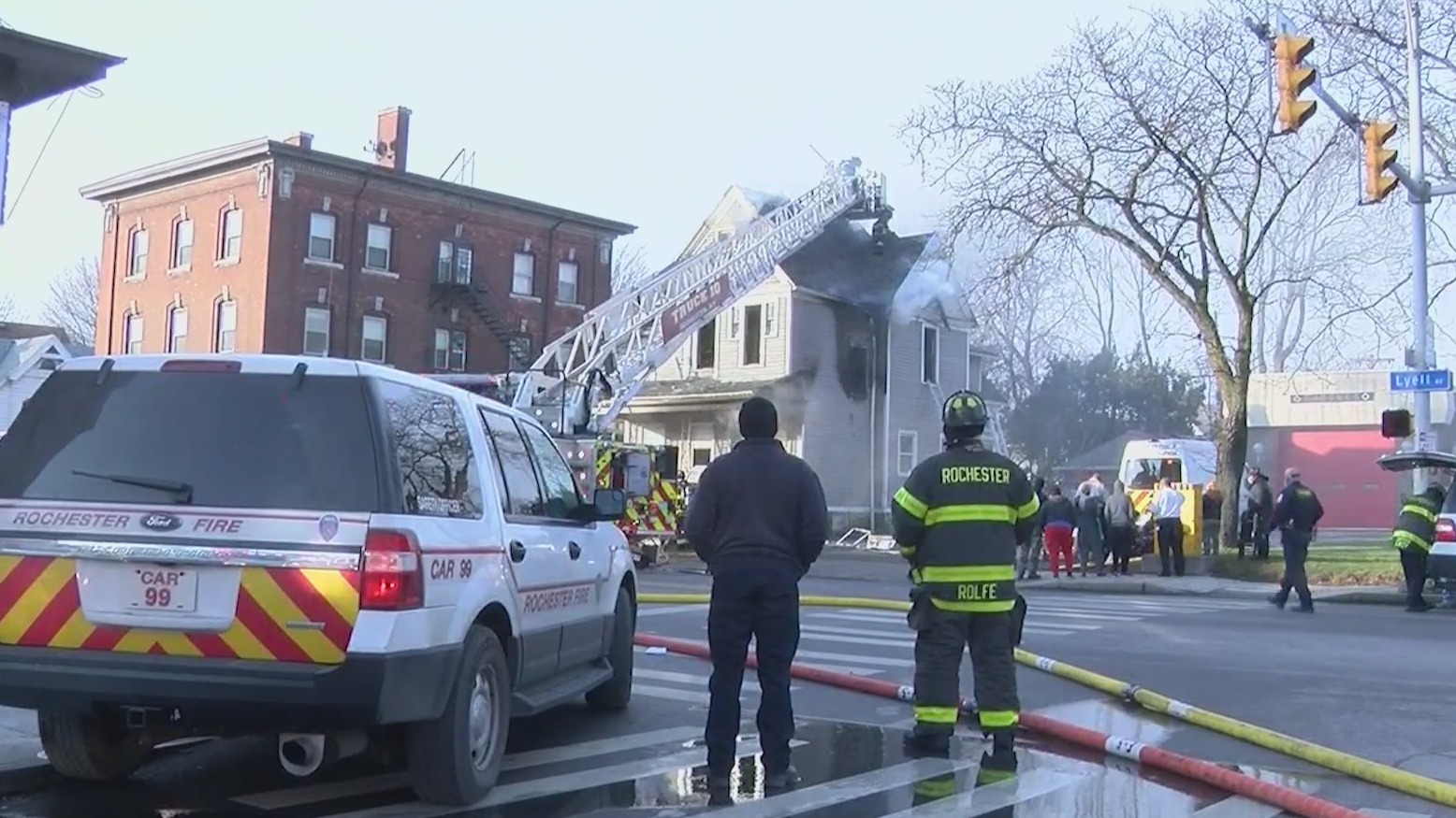 Two hospitalized after a house fire on Lyell Avenue