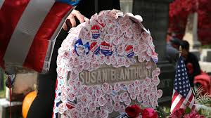 Carrying on Election Day tradition, voters place stickers at gravesite of Susan B. Anthony
