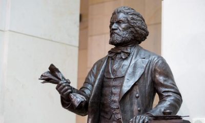 Bronze statue of Frederick Douglass at the airport