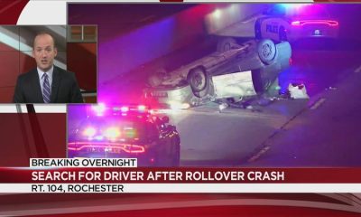 Police searching for driver after rollover crash on Route 104