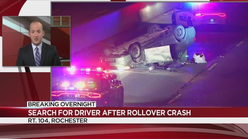 Police searching for driver after rollover crash on Route 104