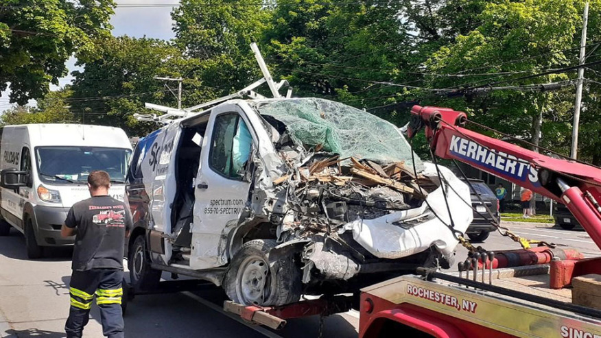 After Monday accident, the Spectrum van dislocated from Palmyra home After Monday accident, the Spectrum van dislocated from Palmyra home