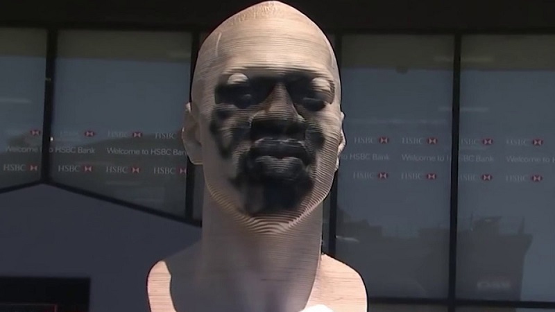 George Floyd statue in Brooklyn sprayed and painted by vandals George Floyd statue in Brooklyn sprayed and painted by vandals