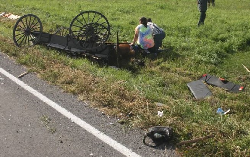 A collision between a vehicle and a horse-and-buggy in Yates County