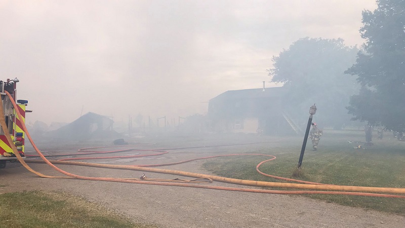 A large barn fire in Genesee County, a house total destroyed A large barn fire in Genesee County, a house total destroyed