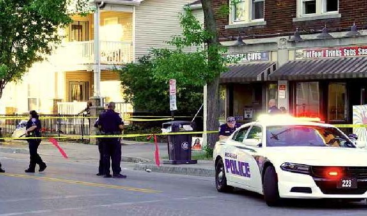 A large police presence on Genesee Street in Rochester