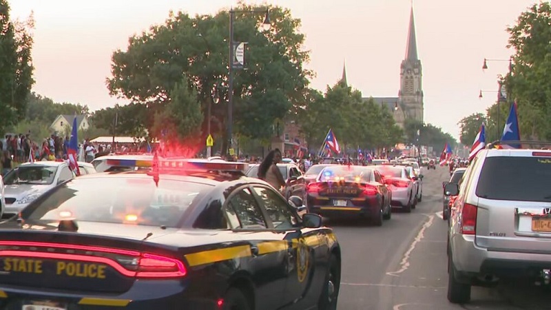 Large crowds block North Clinton Avenue
