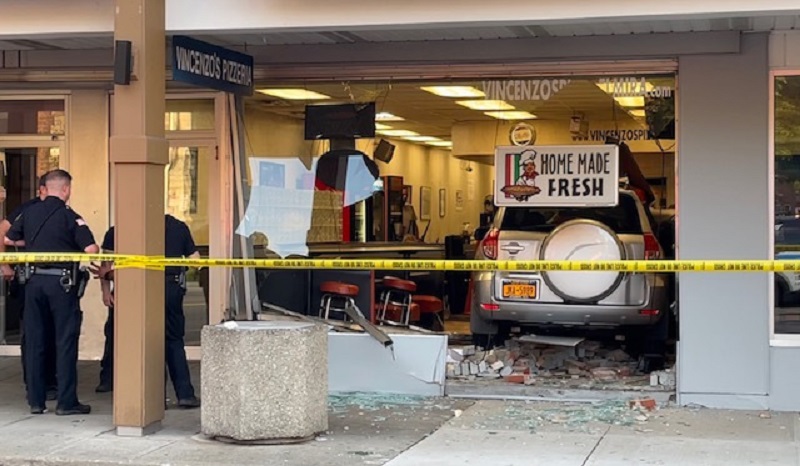 Vehicle crashes into the entrance of Vincenzo’s Pizzeria