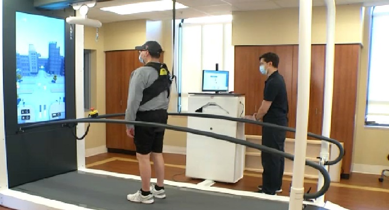 A new futuristic resource to help patients re-learn how to walk and strengthen their legs at Monroe Community Hospital A new futuristic resource to help patients re-learn how to walk and strengthen their legs at Monroe Community Hospital