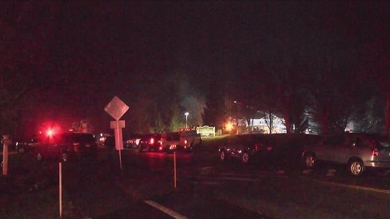 Residents evacuated after a large apartment fire in Honeoye Falls