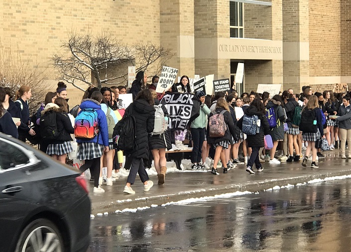 Student admitted to producing the racial graffiti that students protested about on Tuesday at Our Lady of Mercy School for Young Women Student admitted to producing the racial graffiti that students protested about on Tuesday at Our Lady of Mercy School for Young Women