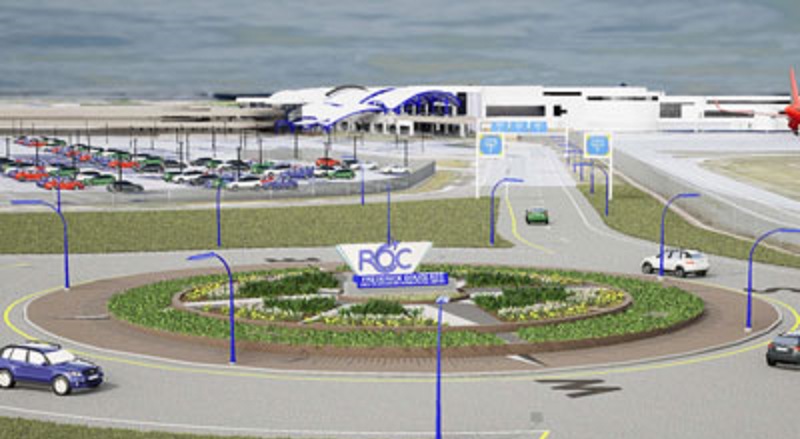 Roundabout being installed at Frederick Douglass Greater Rochester International Airport