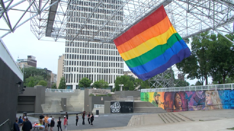 Giant Pride flag raised over MLK Jr. Park in Rochester
