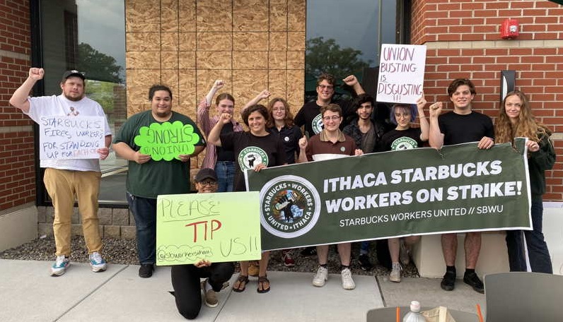 Staff on strike at remaining Starbucks locations in Ithaca to protest conditions, unfair firings