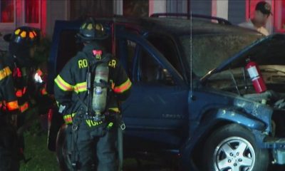 Man crashed car into home after he was shot at, arrest made
