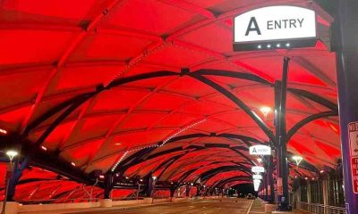 Rochester illuminated in red to honor Rochester firefighter