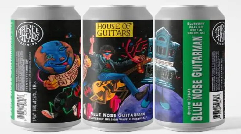 A new beer partnership between Three Heads Brewing and House of Guitars is released