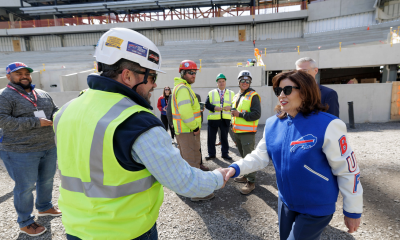 Highmark Stadium reaches major construction milestone with topping out ceremony as final steel beam rises 156 feet, signaling new era for Buffalo Bills and Western New York